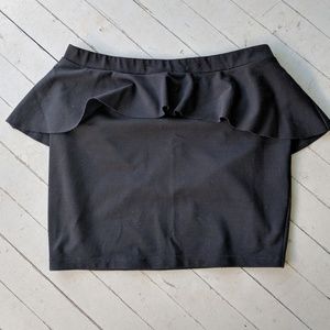 Peplum black mini skirt